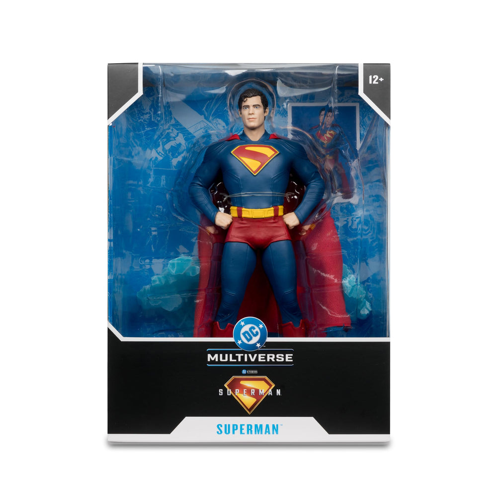 McFarlane Toys Superman 12in stands 11 inches tall for standard display.