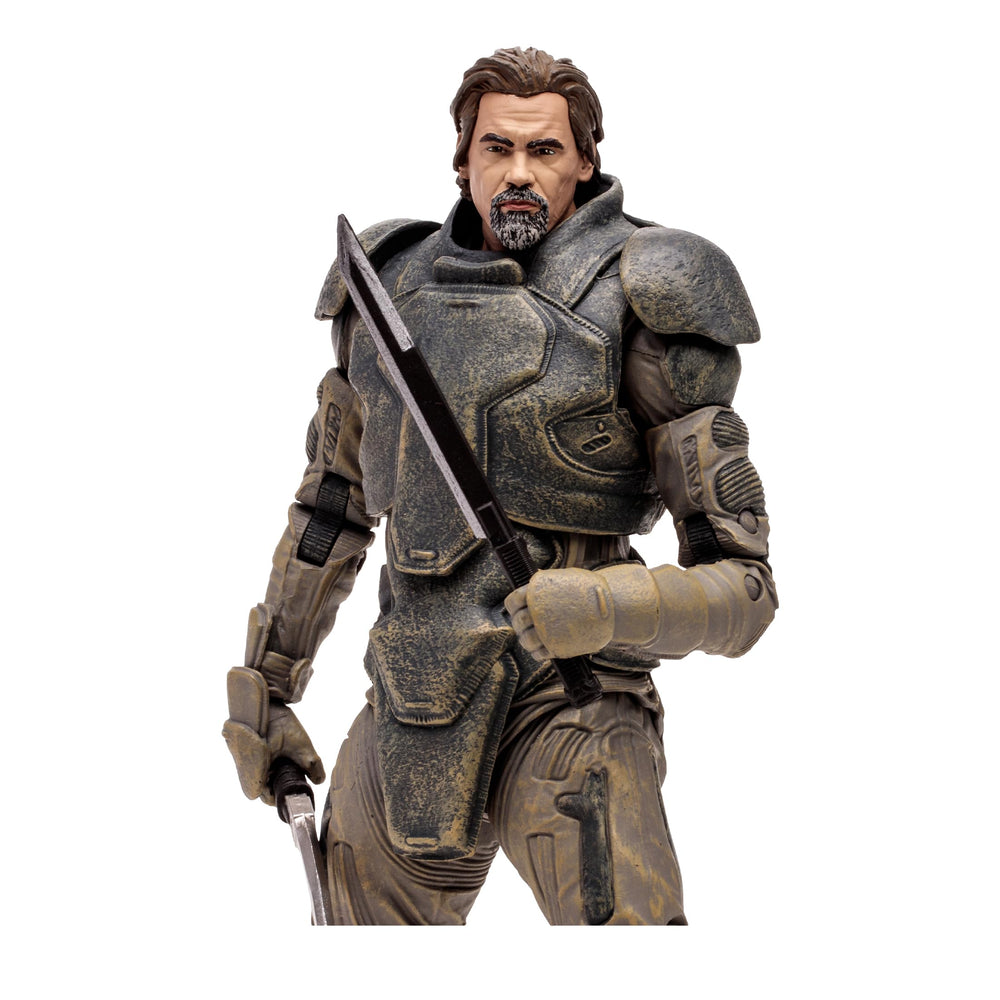 McFarlane Toys Dune Part Two Paul Atreides figure posed for action scenes.