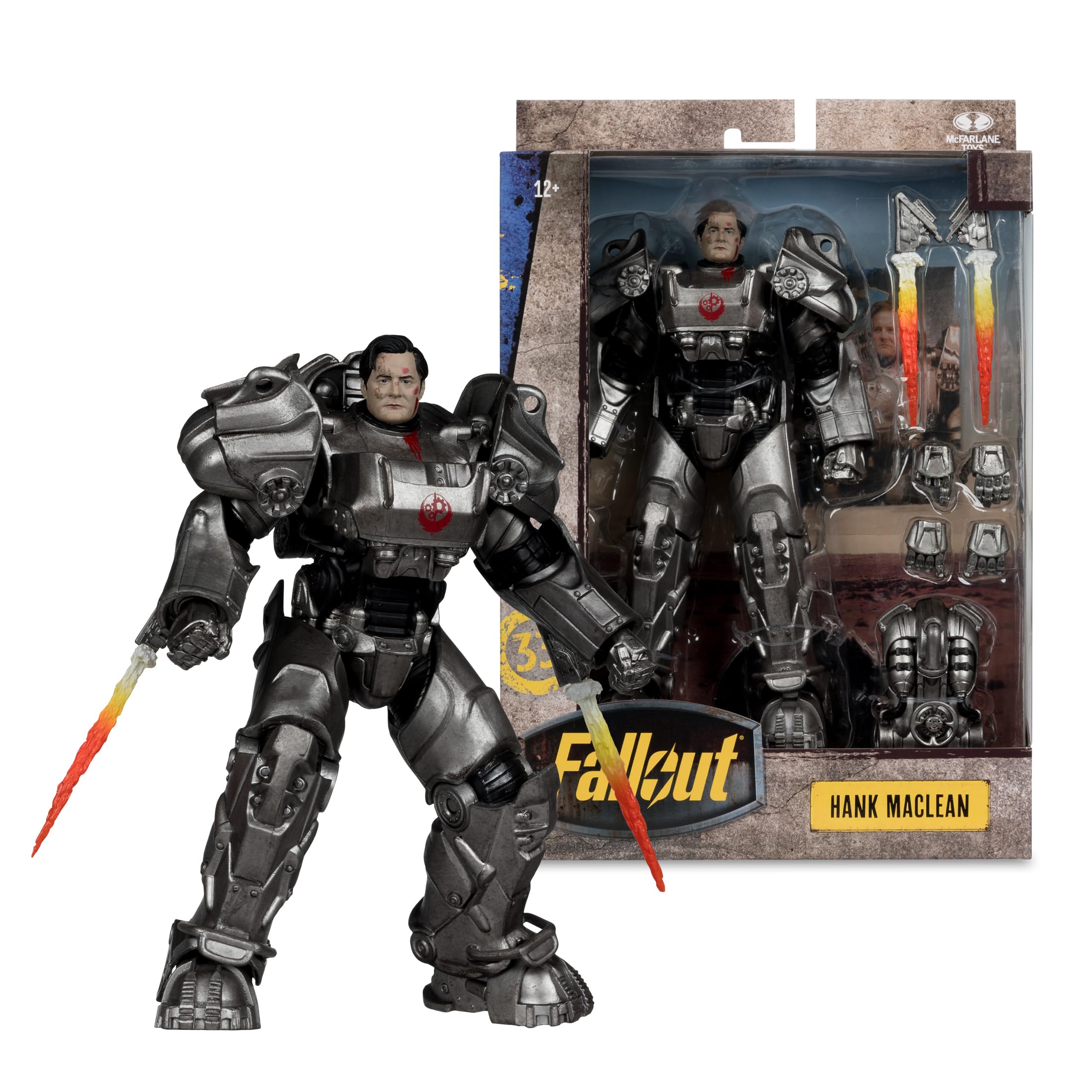 McFarlane Toys Fallout Hank MacLean display base for stable posing.