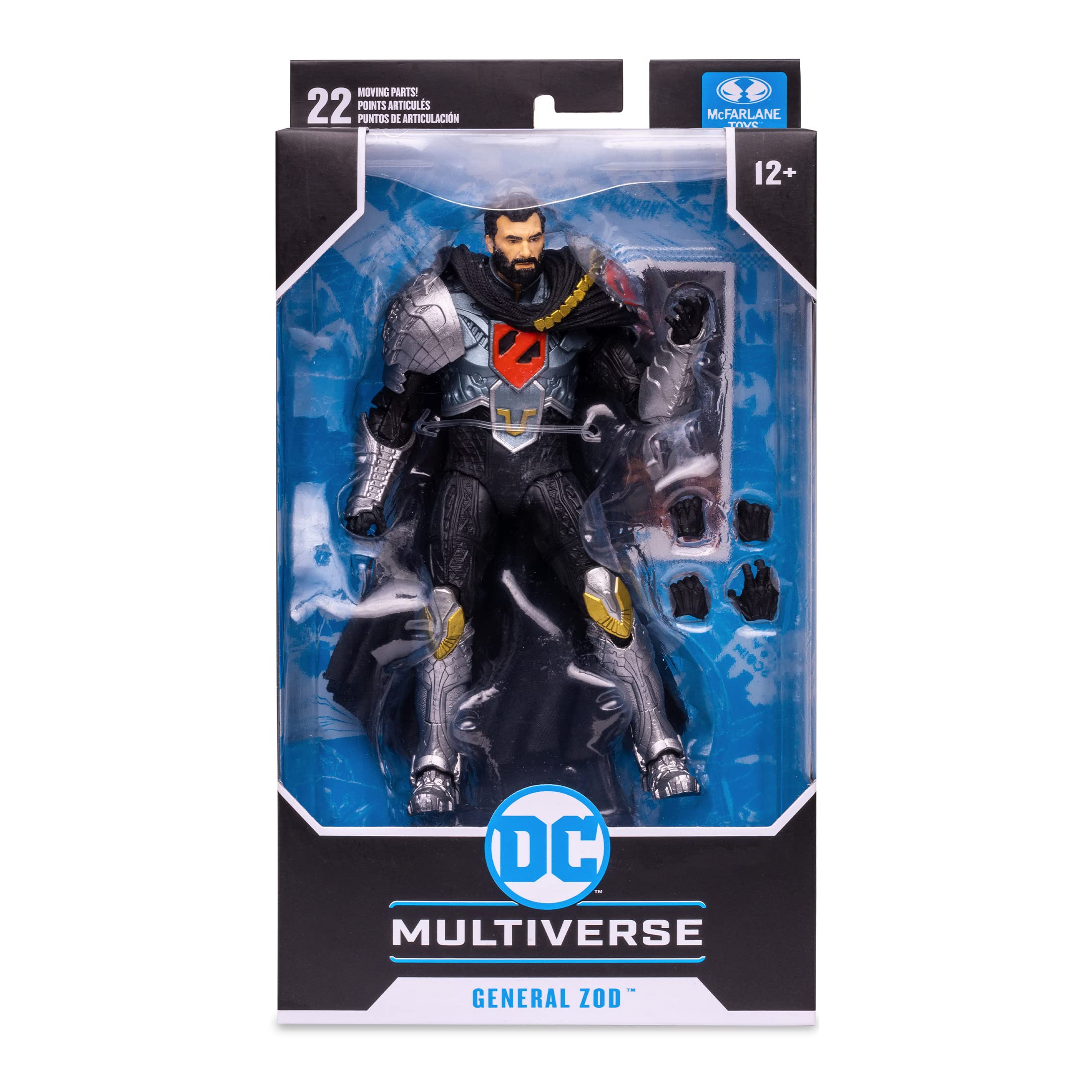 McFarlane Toys General Zod posed stance highlights dramatic display potential.