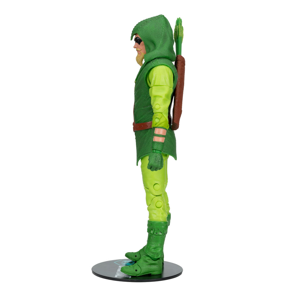 McFarlane Toys Green Arrow art card back with biography details.