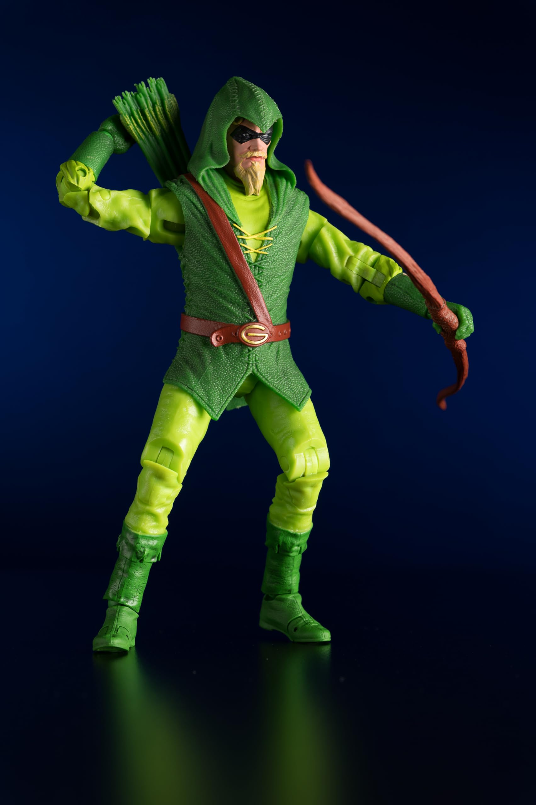 McFarlane Toys Green Arrow detailed sculpt for realistic archery pose.