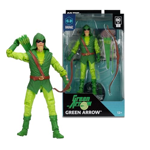McFarlane Toys Green Arrow pose-ready figure for showpiece in shelves.