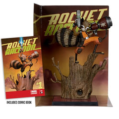 McFarlane Toys Marvel Rocket Raccoon 1:6 backdrop diorama ideal for shelf storytelling.