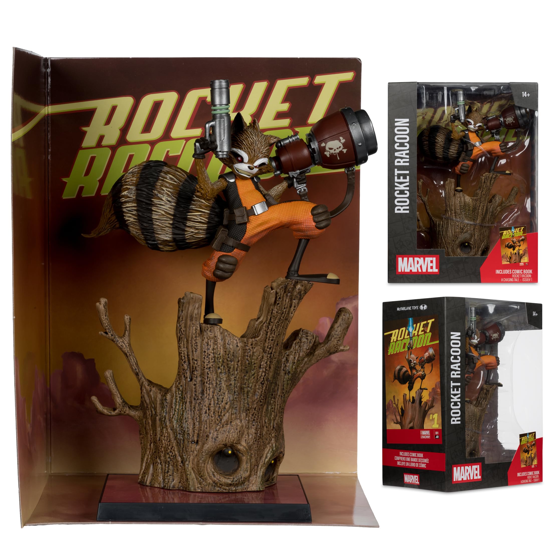 McFarlane Toys Marvel Rocket Raccoon 1:6 comic reprint for fans.