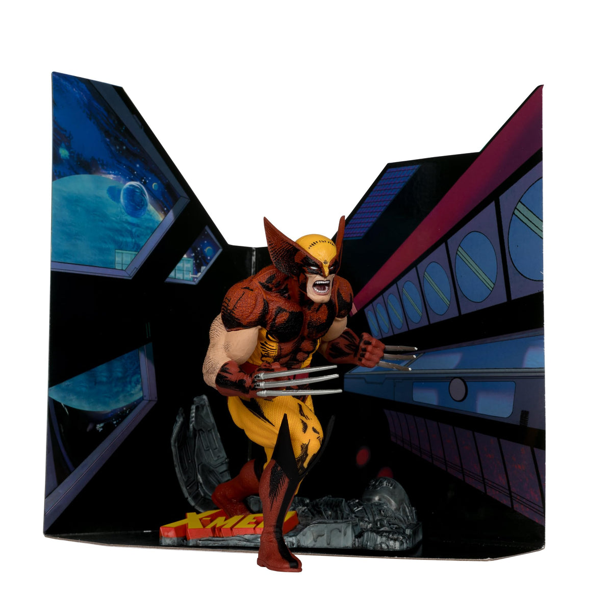McFarlane Toys Wolverine 1:10 front portrait highlights detailed sculpt for display
