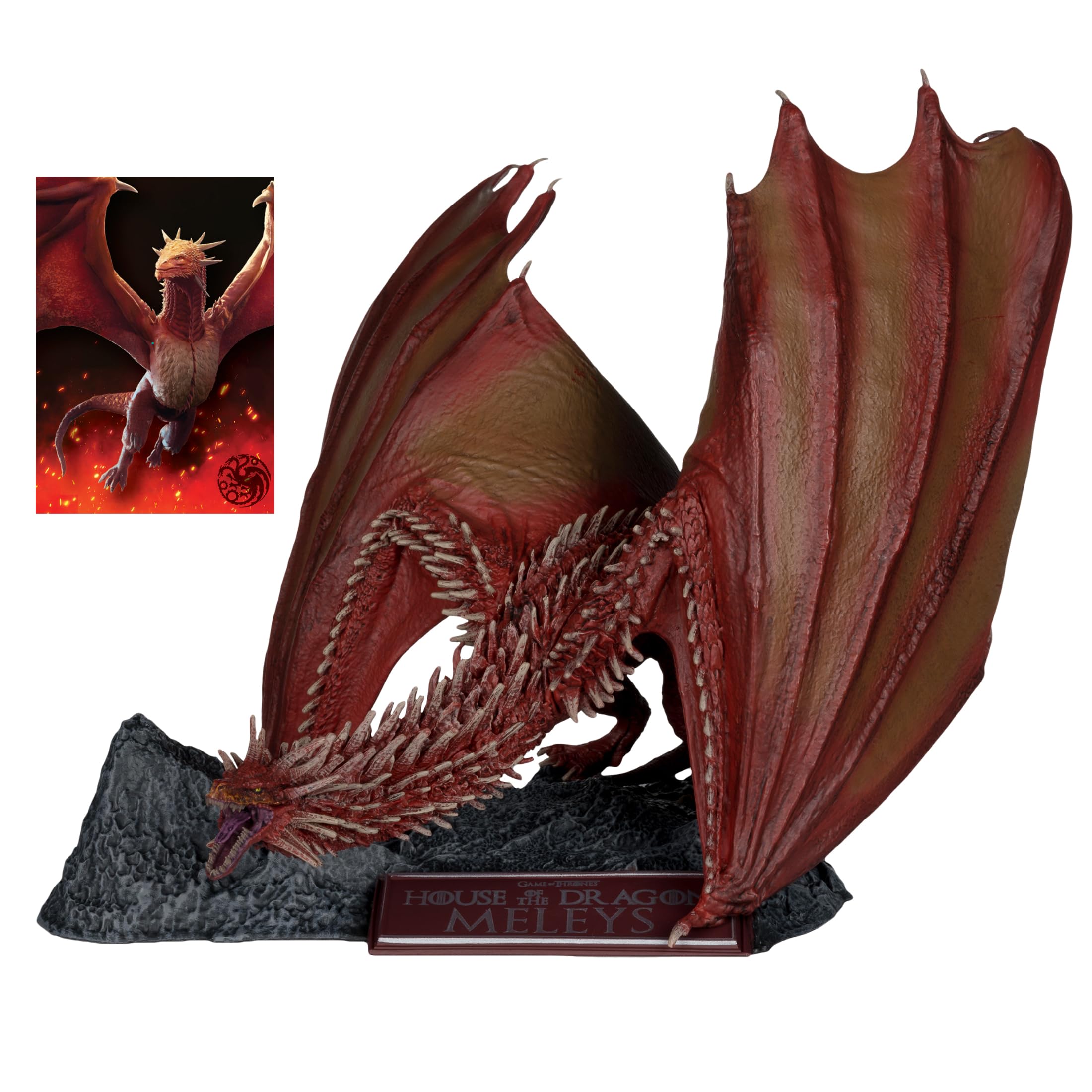 McFarlane Toys Meleys dragon wings extended for dramatic shelf presence