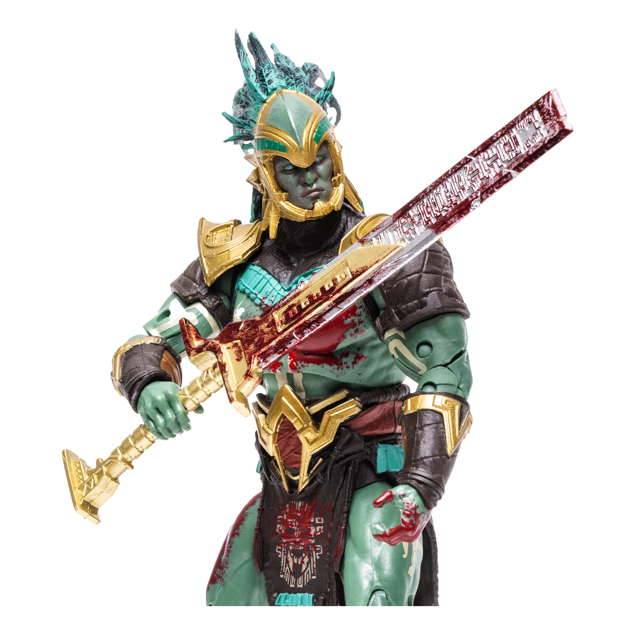 McFarlane Toys Mortal Kombat Kotal Kahn ultra articulation 22 points enables dynamic posing.