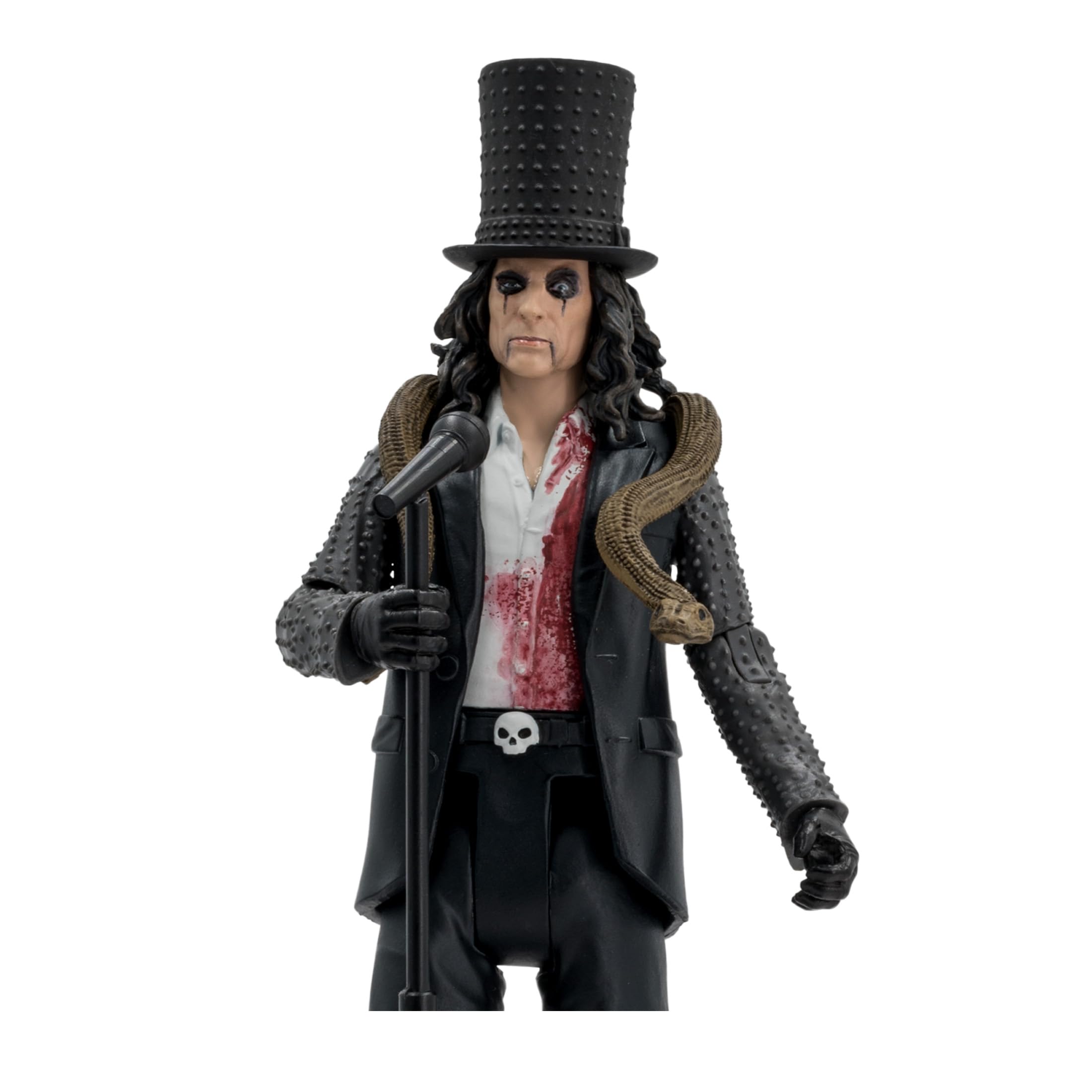 Alice Cooper 6in figure art card and certificate of authenticity emphasize collectible value.