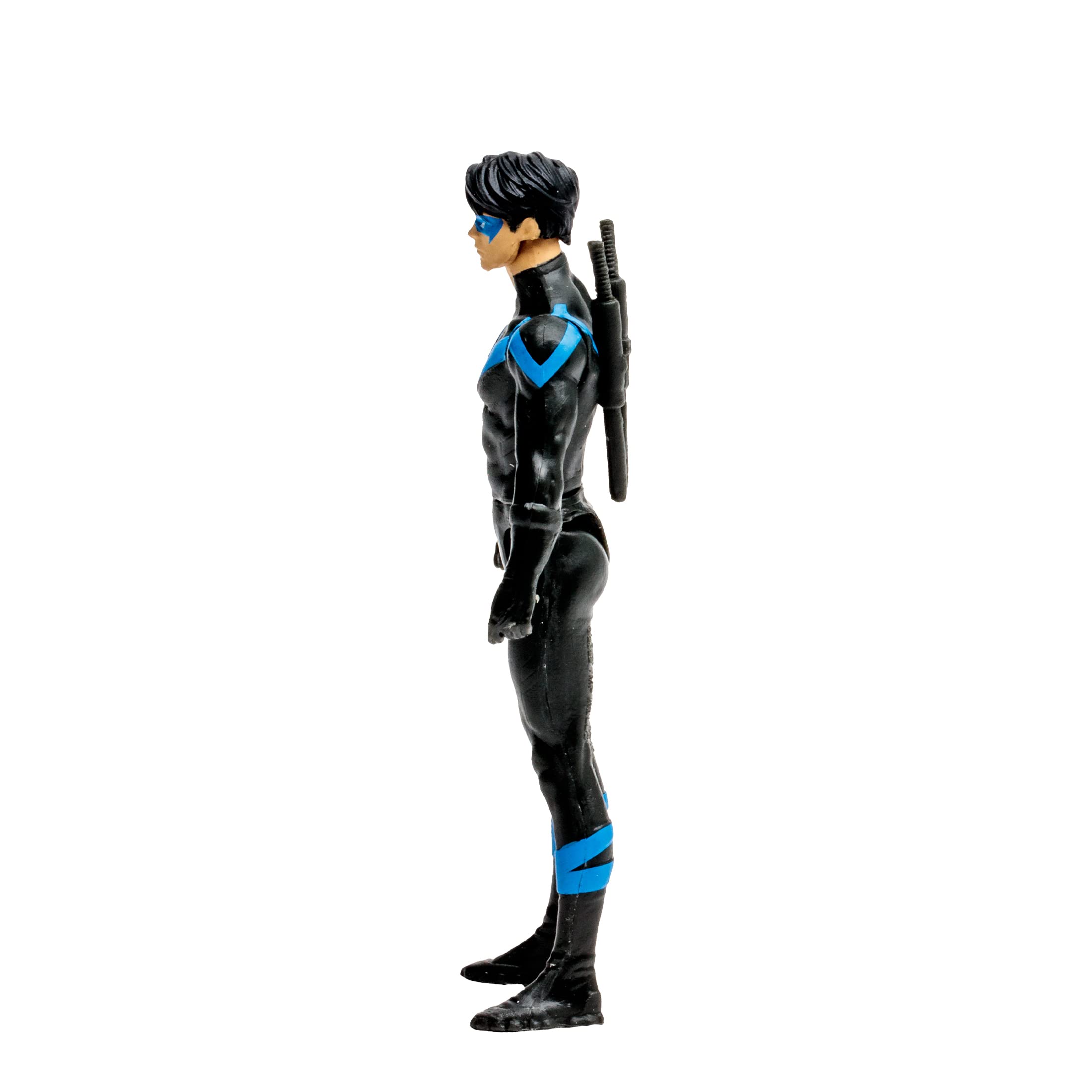 Detail shot highlighting Nightwing costume texture and design elements.