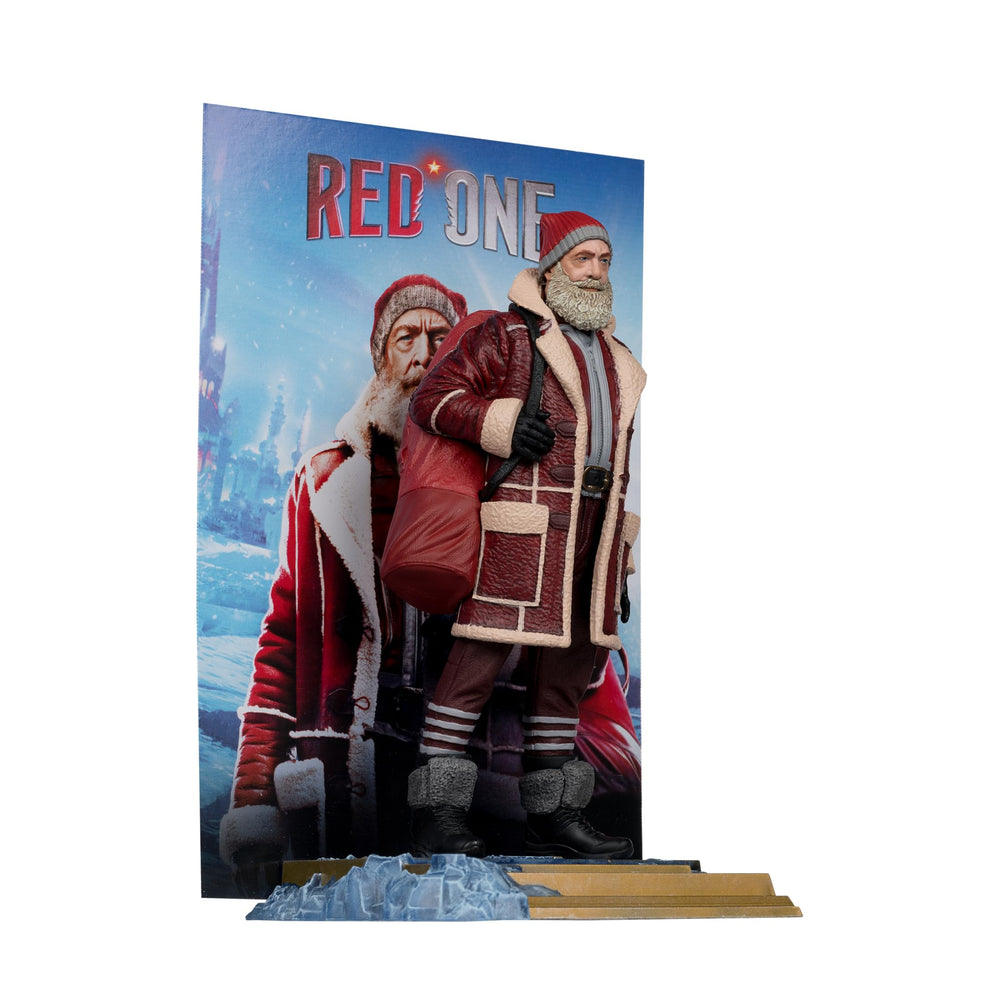 McFarlane Toys Red One Nick figure includes printed backdrop and environmental base for immersive scenes.