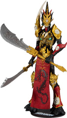 McFarlane Toys Mandarin Spawn 7-Inch figure front view highlights intricate red armor and dynamic stance.