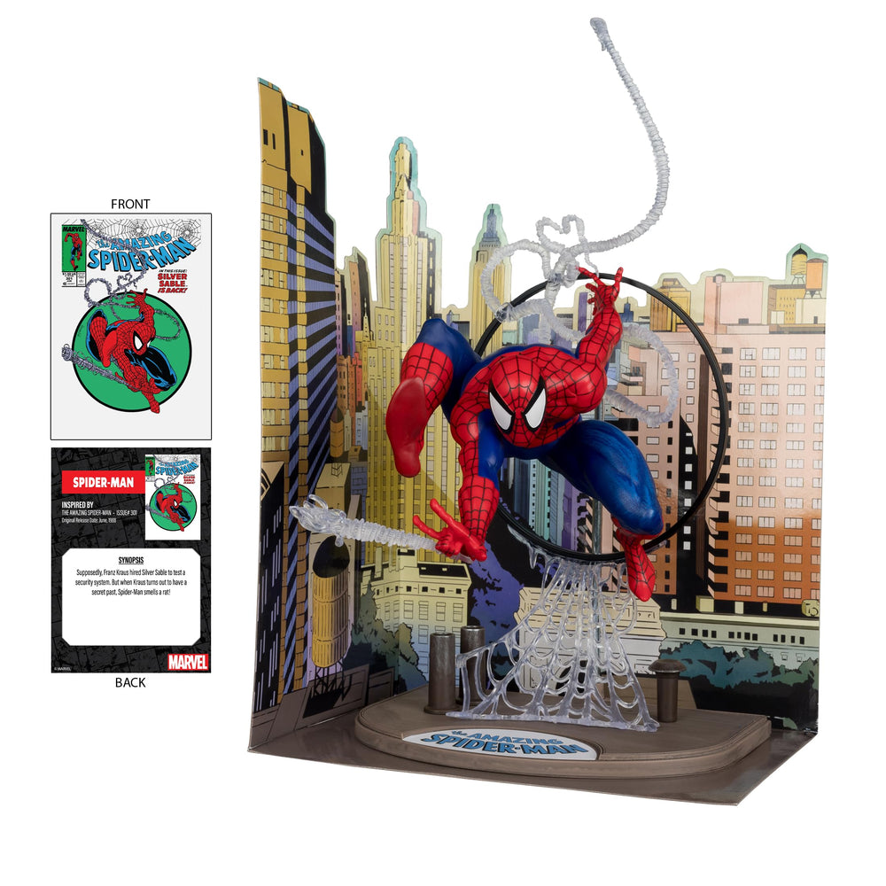 Includes The Amazing Spider-Man #302 comic with Spider-Man figure display.