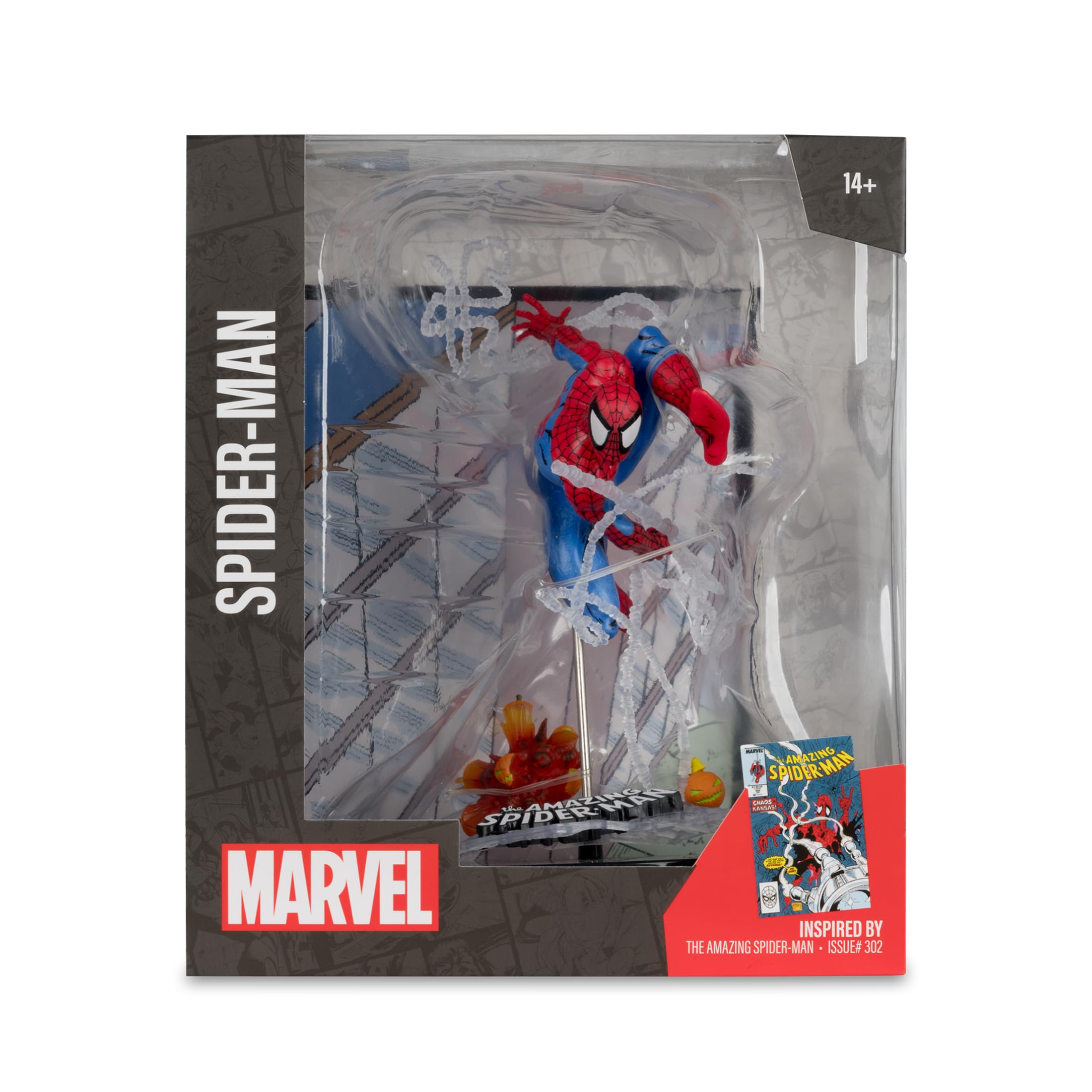 Art card with comic synopsis for Spider-Man collectible