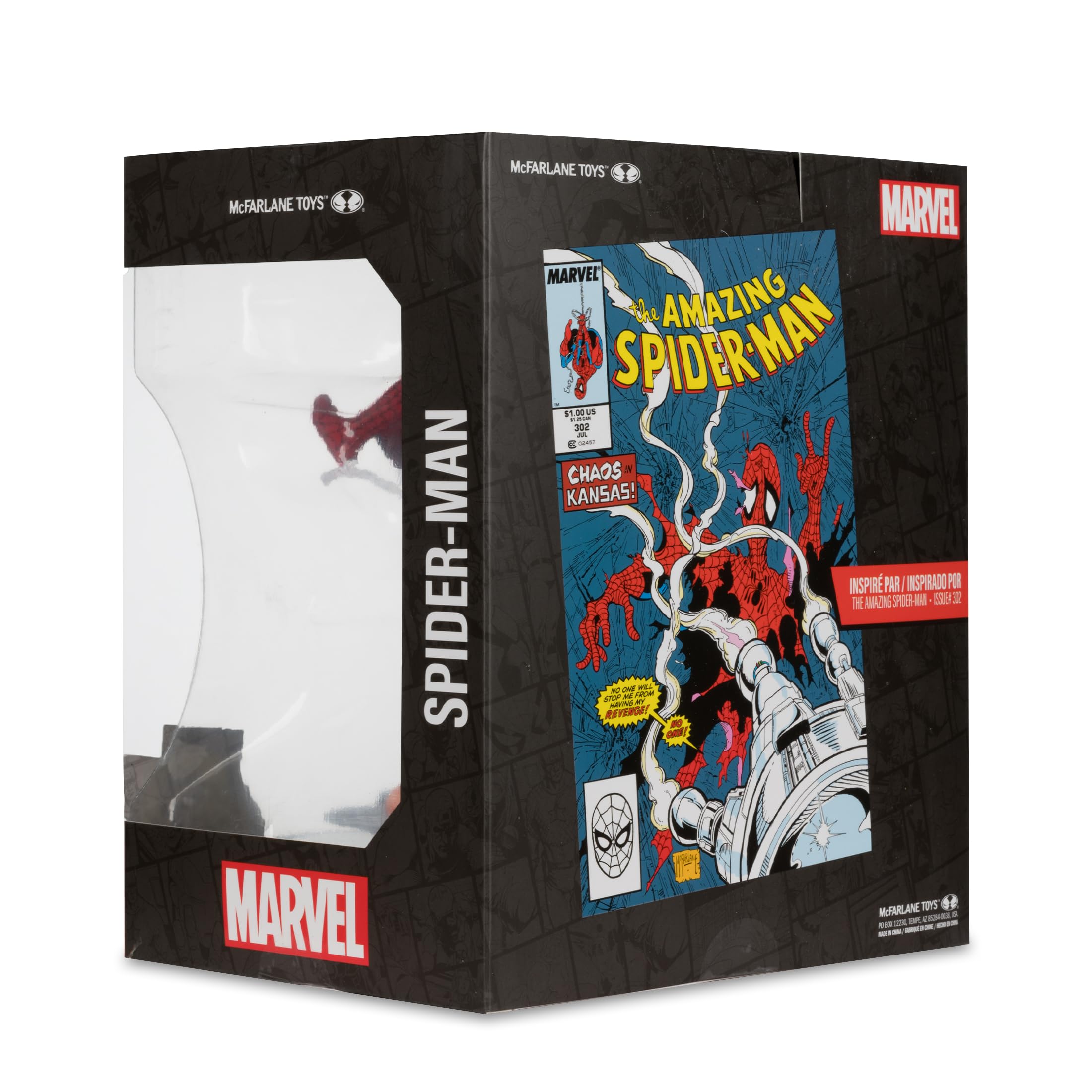 Packaging-ready Spider-Man collectible from McFarlane Toys