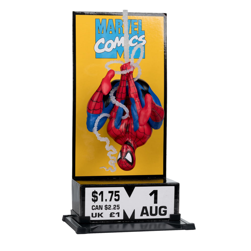 McFarlane Toys Spider-Man corner box art card shows character artwork and synopsis for display.