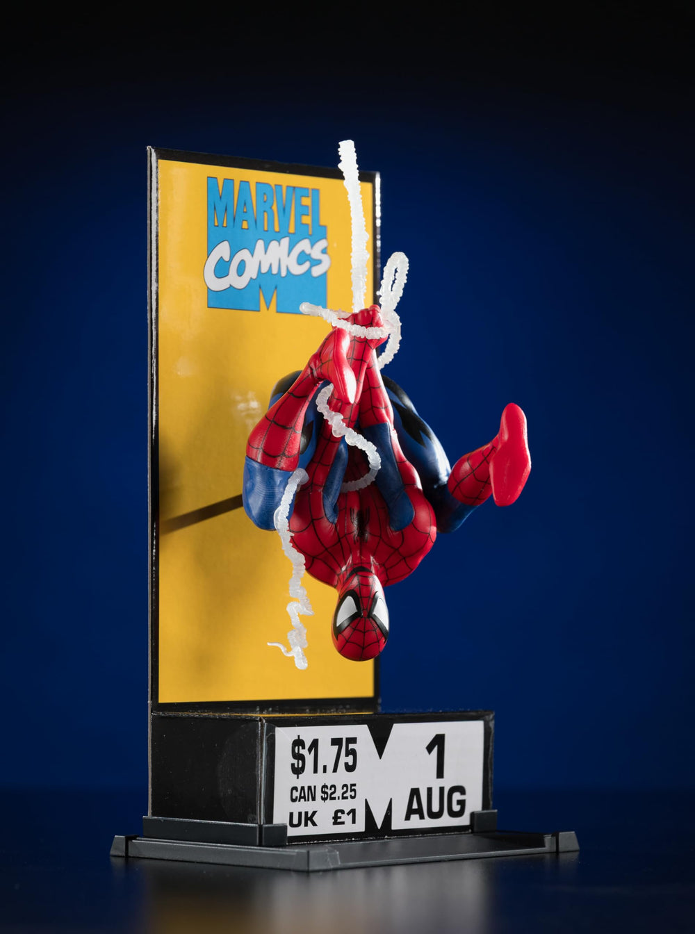 McFarlane Toys Spider-Man corner box artwork inspired by comic art.
