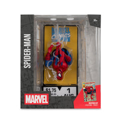 McFarlane Toys Spider-Man close view emphasizes suit details.