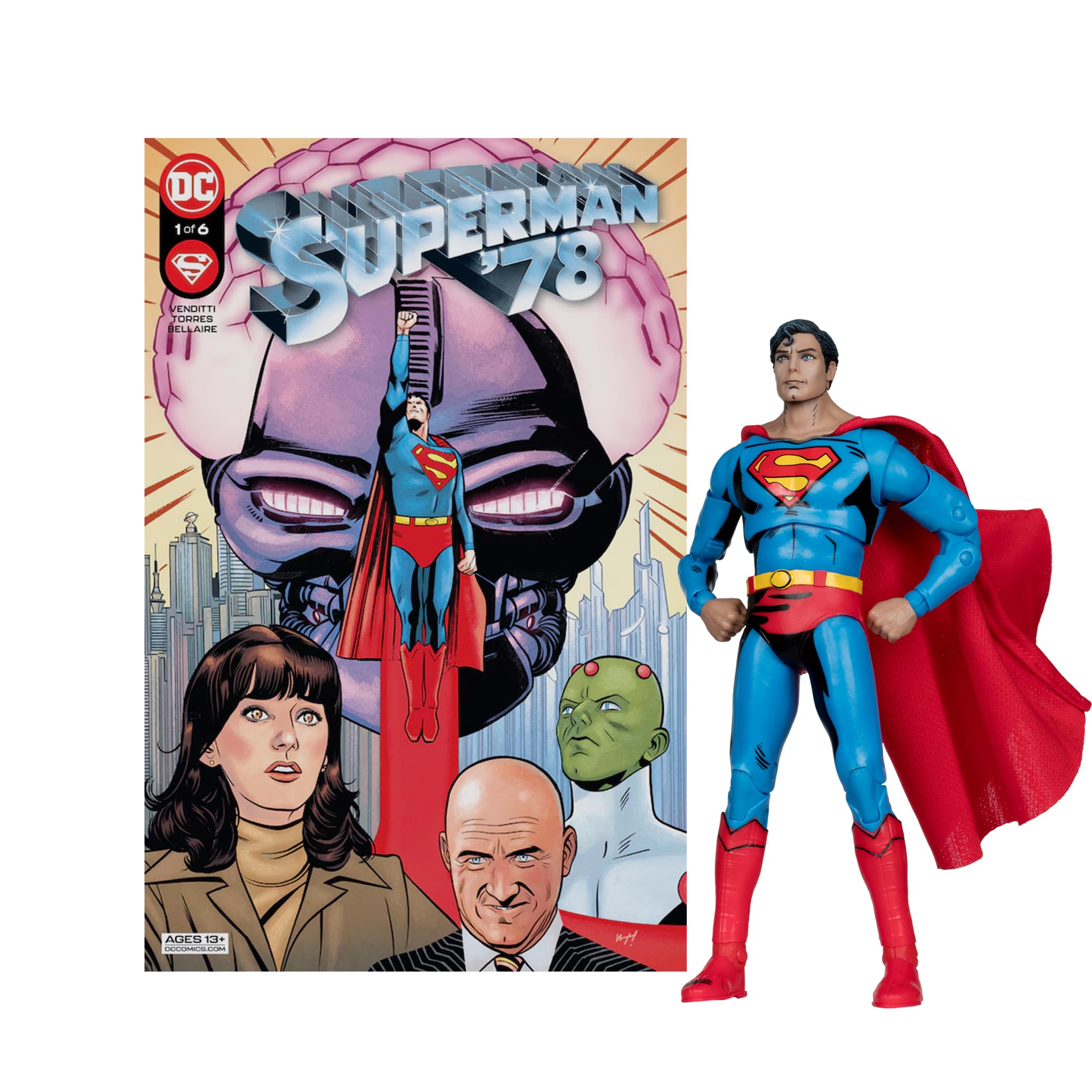 McFarlane Toys Superman ’78 figure front view for eye-catching display.