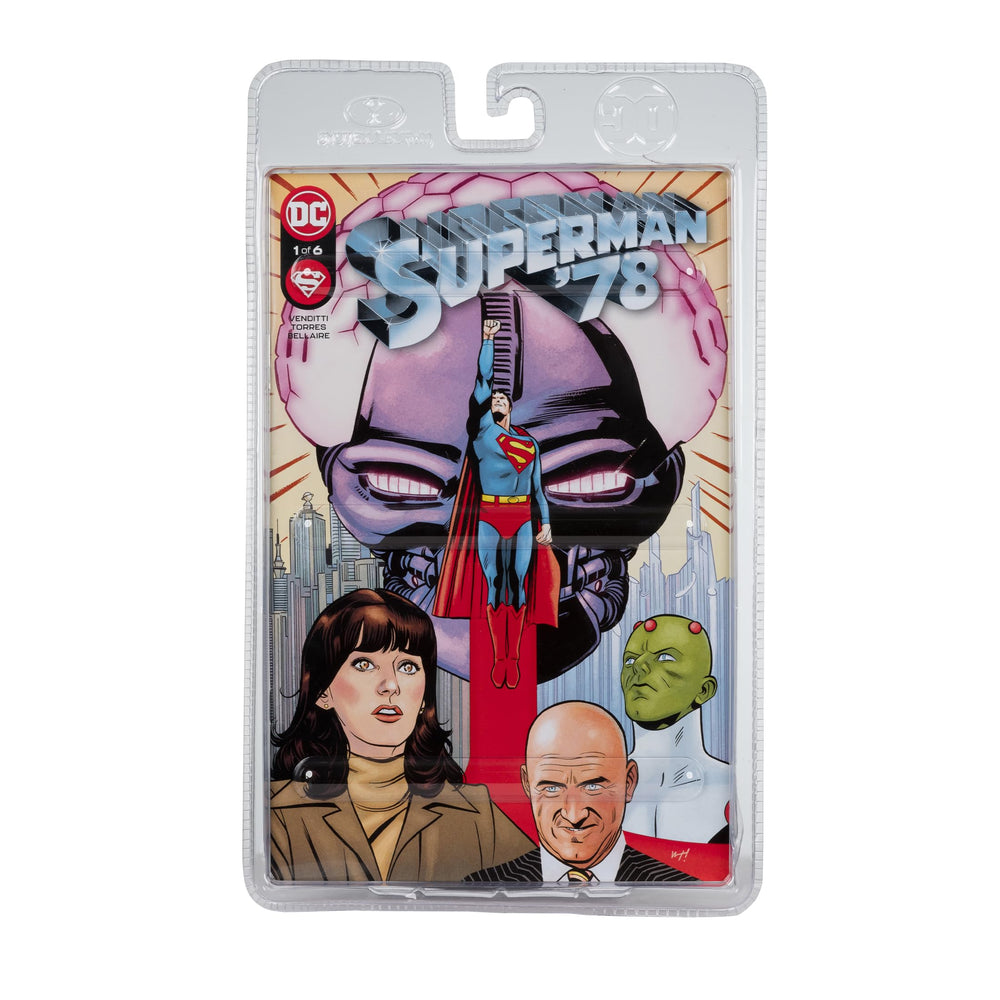 McFarlane Toys Superman ’78 packaging hints at a ready-to-display figure.