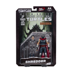 McFarlane Toys TMNT Shredder pose on shelf for display.