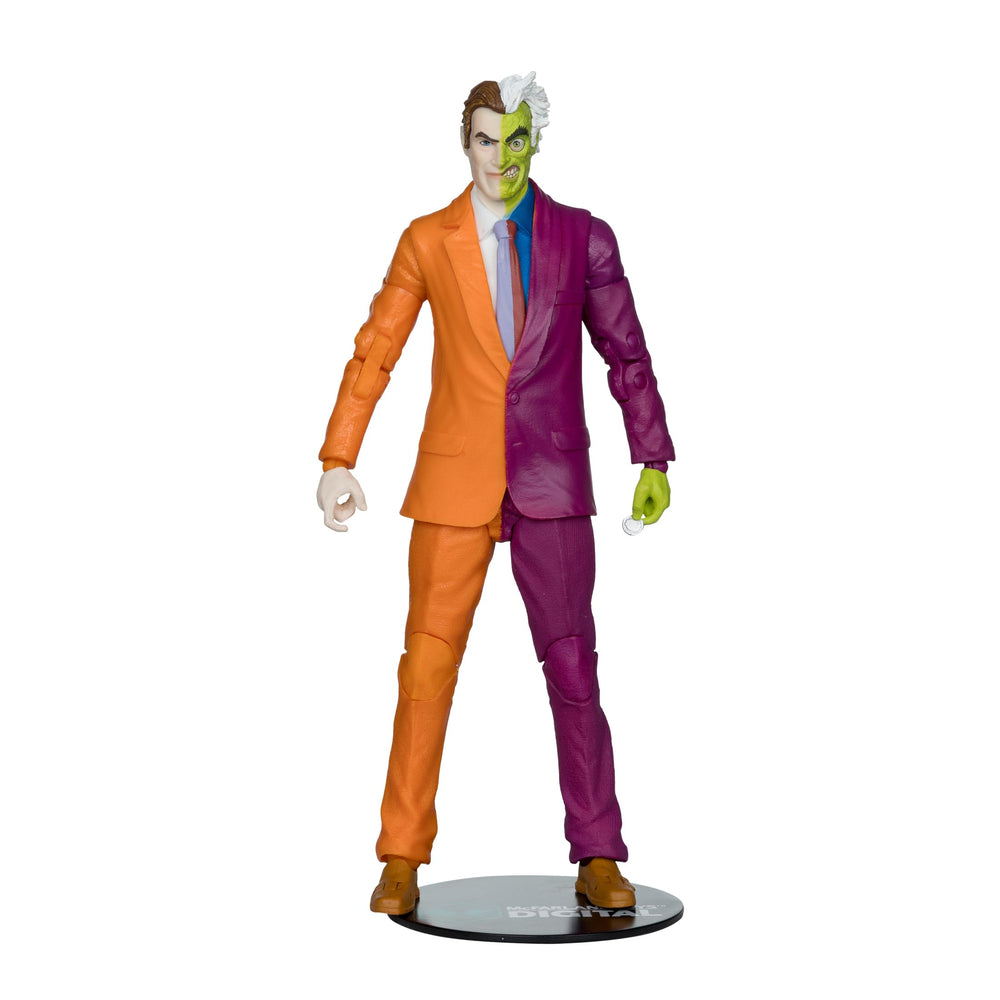 McFarlane Toys Two-Face collectible-card-front showcases character art for fans.