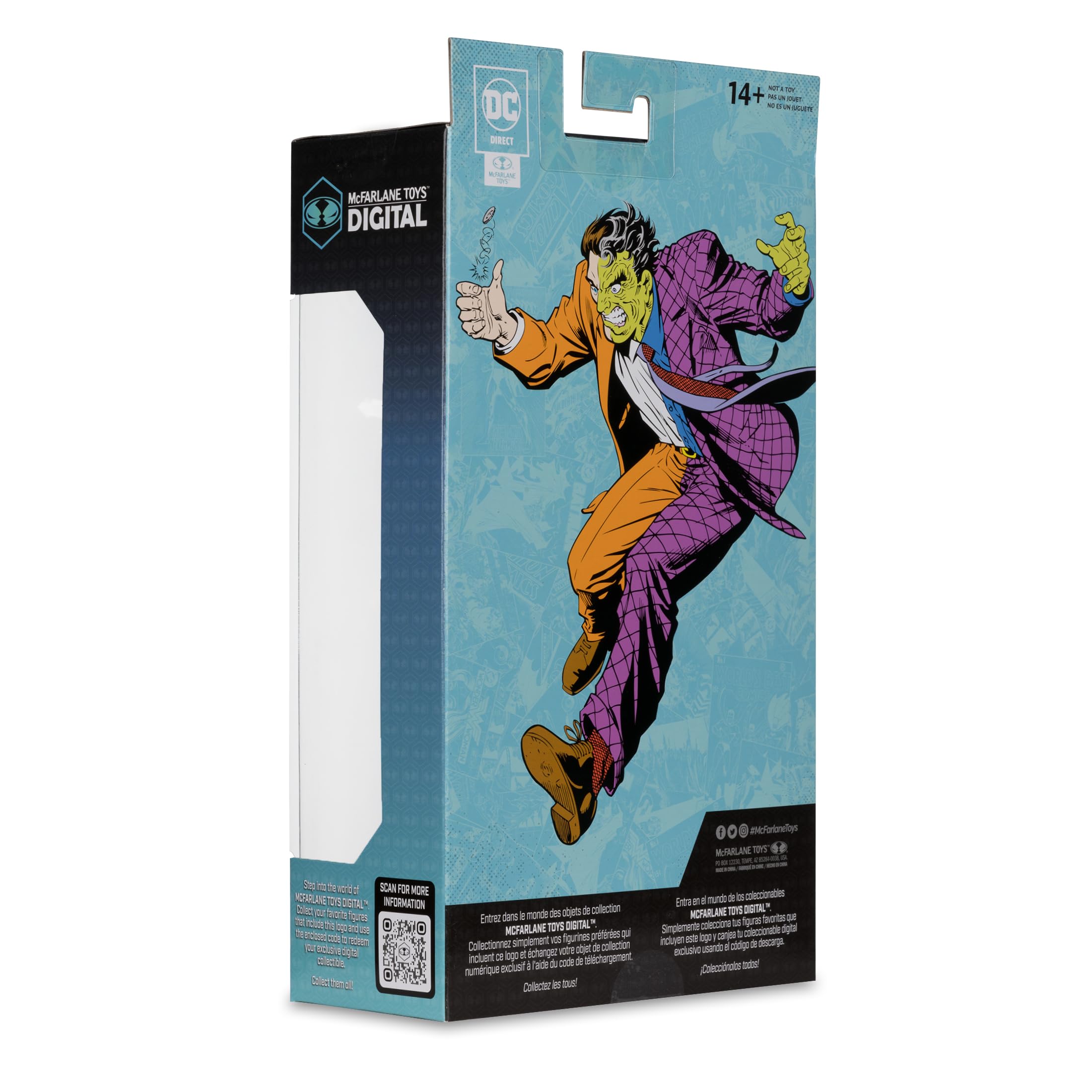 McFarlane Toys Two-Face hero pose captures iconic mood for photos.