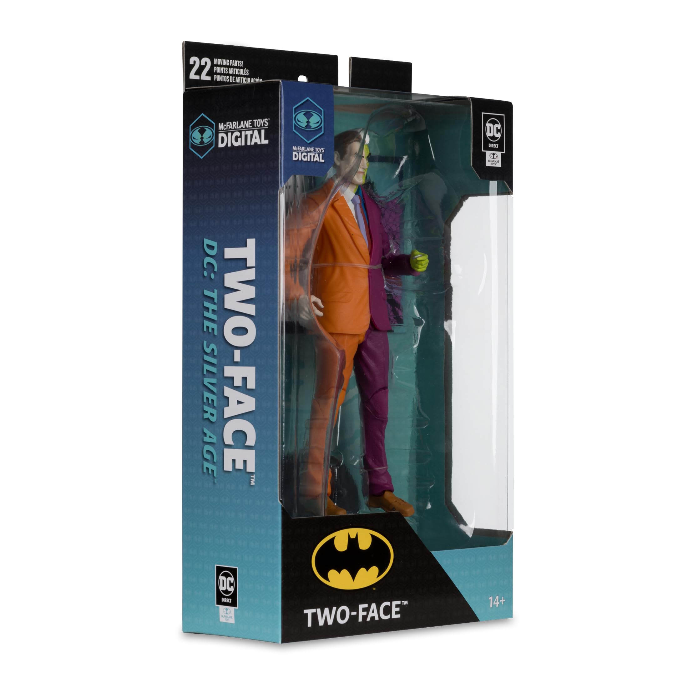 McFarlane Toys Two-Face packaging box features bold art.