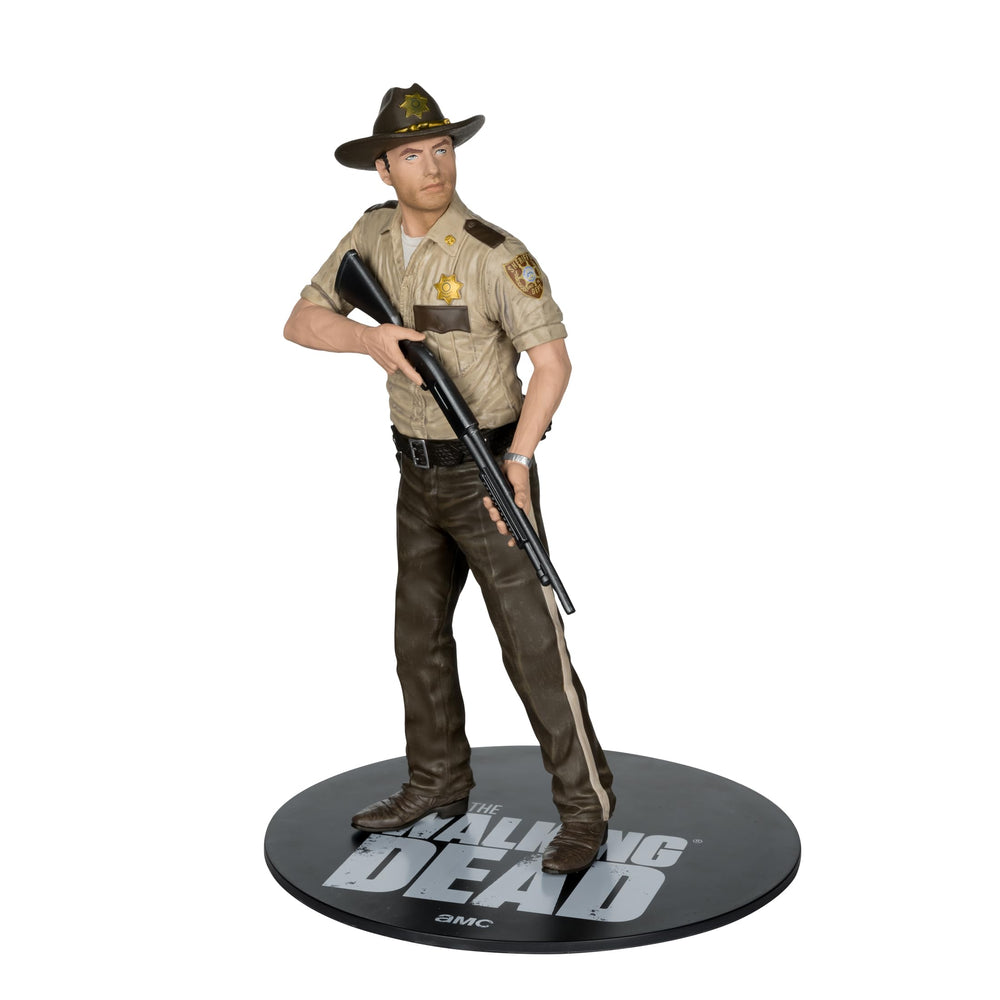 McFarlane Toys Rick Grimes 1:8 scale figure on display base with detailed sculpt.