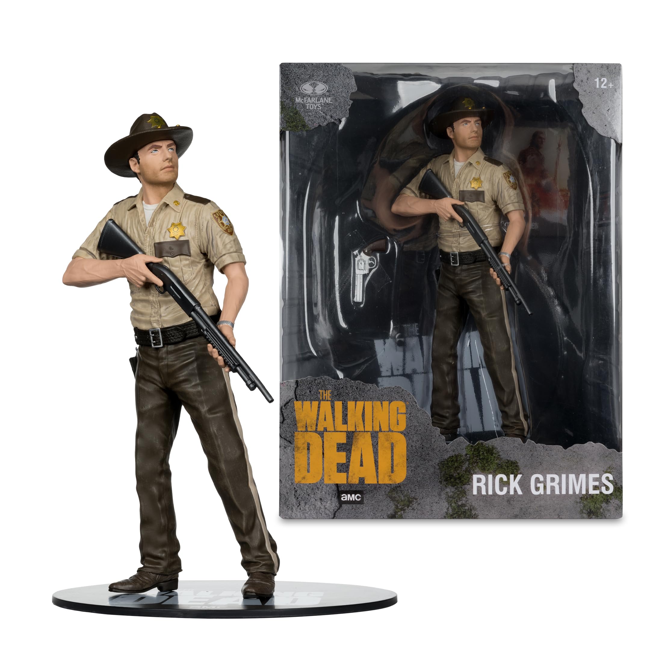 McFarlane Toys Rick Grimes collector art card enhances display storytelling.