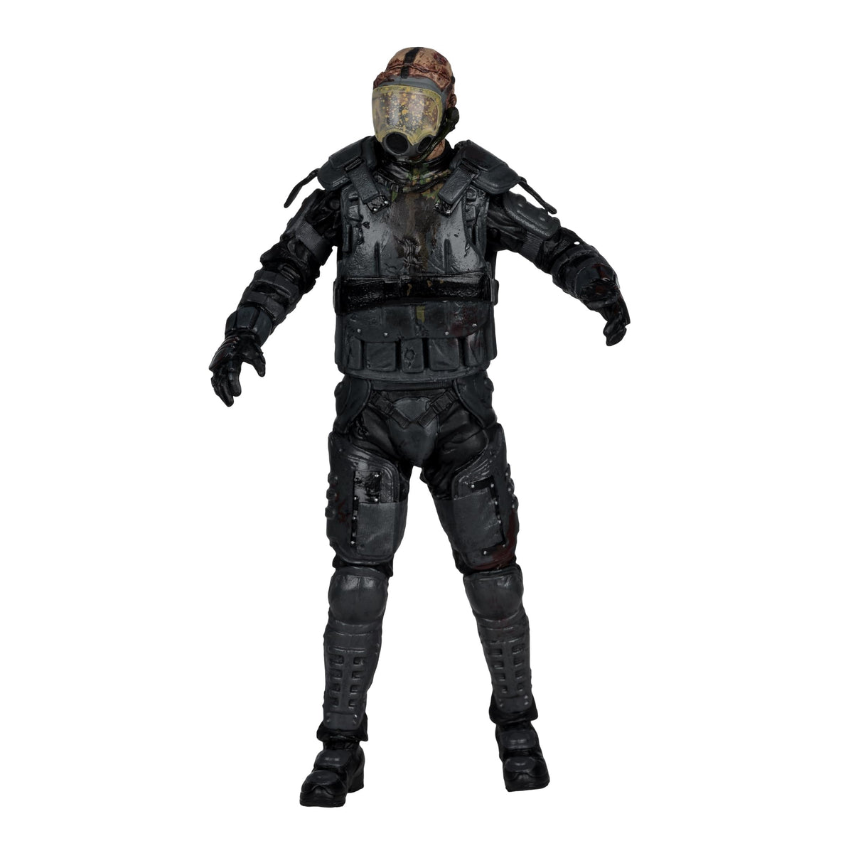 McFarlane Toys Walking Dead riot gear gas mask zombie 5in figure with detailed armor for display and posing