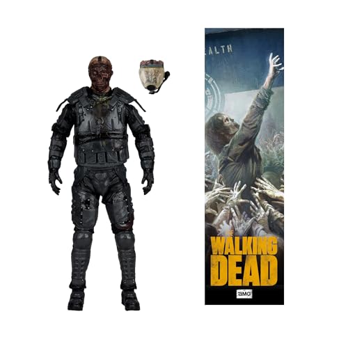 Removable gas mask reveals skull for dramatic display on the Walking Dead riot gear zombie