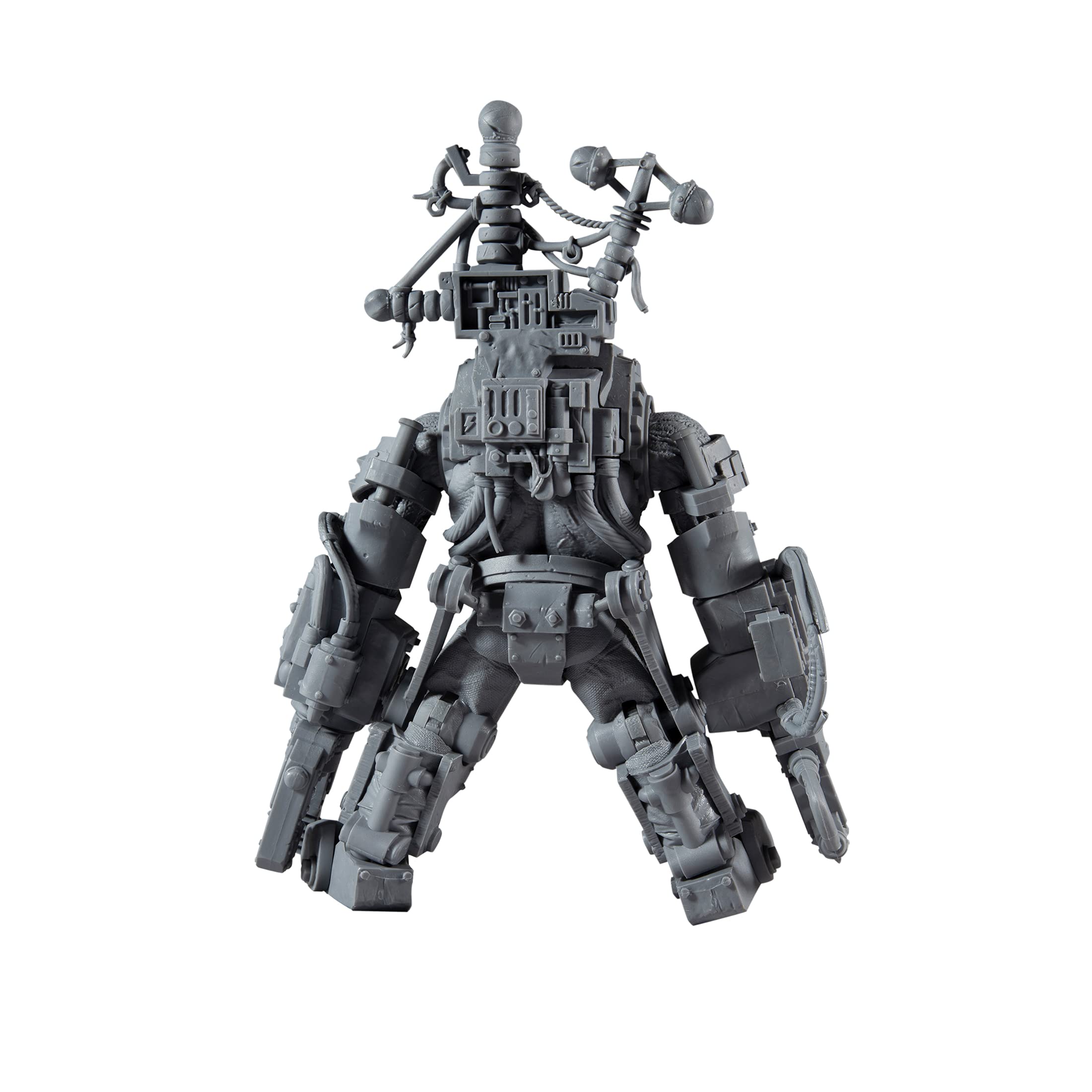 McFarlane Toys Warhammer 40K Ork Big Mek matte grey figure ready for painting.