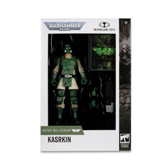 McFarlane Toys Kasrkin window box packaging creates Warhammer mood.