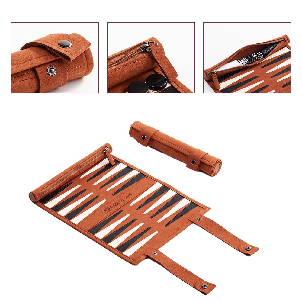 Premium McGregri backgammon pieces and dice for durable, smooth gameplay.