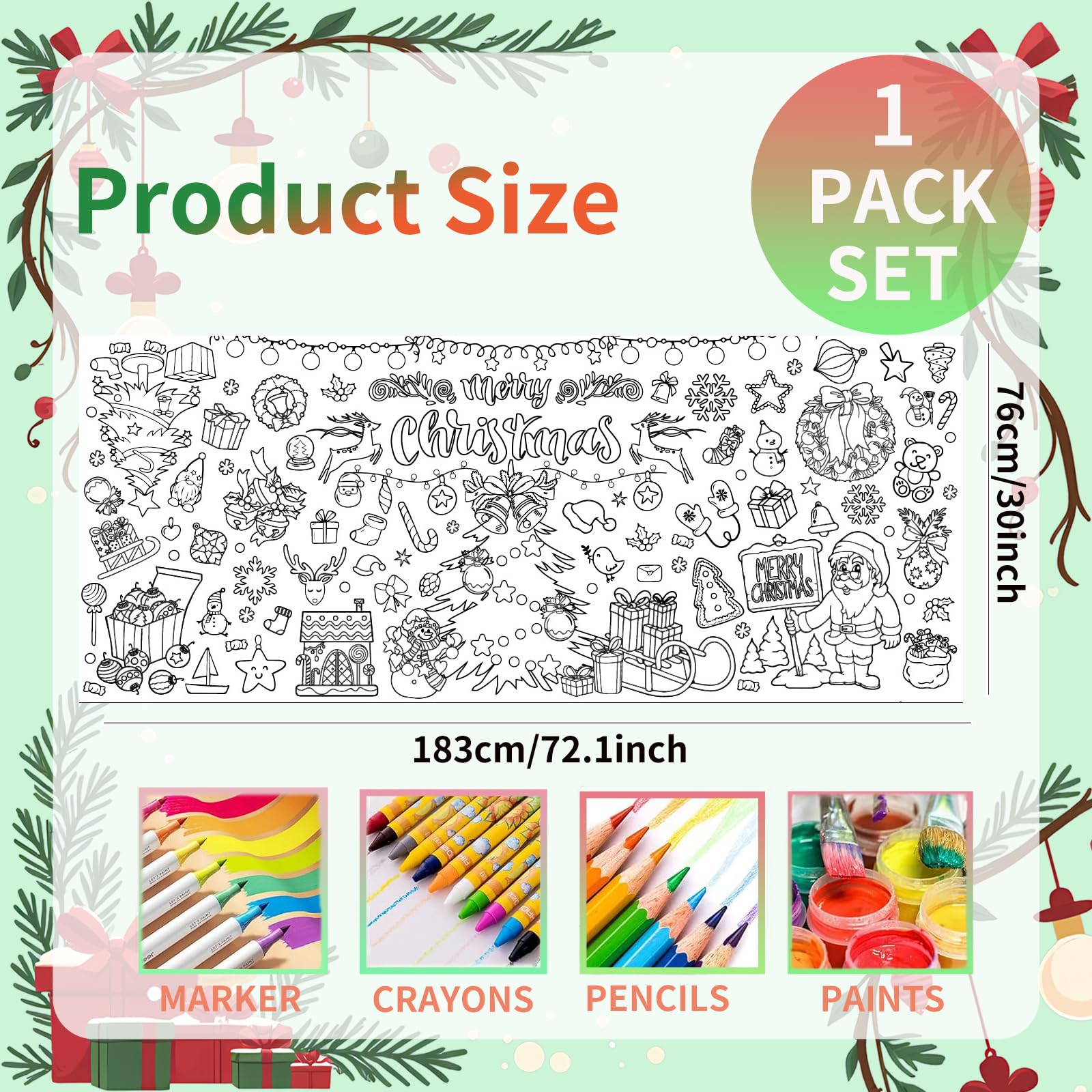 Mchochy Christmas crafts poster features classic elements like trees and Santa to spark imagination.