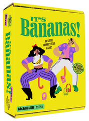 It’s Bananas game box open with monkey tails for family game night.