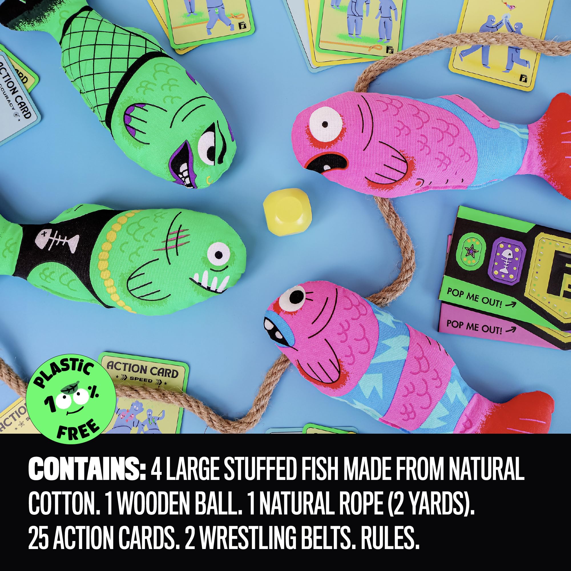 MCMILLER ENTERTAINMENT Fish Fight indoor and outdoor play setup for family gatherings.
