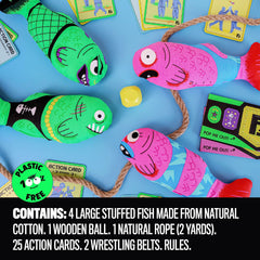 MCMILLER ENTERTAINMENT Fish Fight indoor and outdoor play setup for family gatherings.