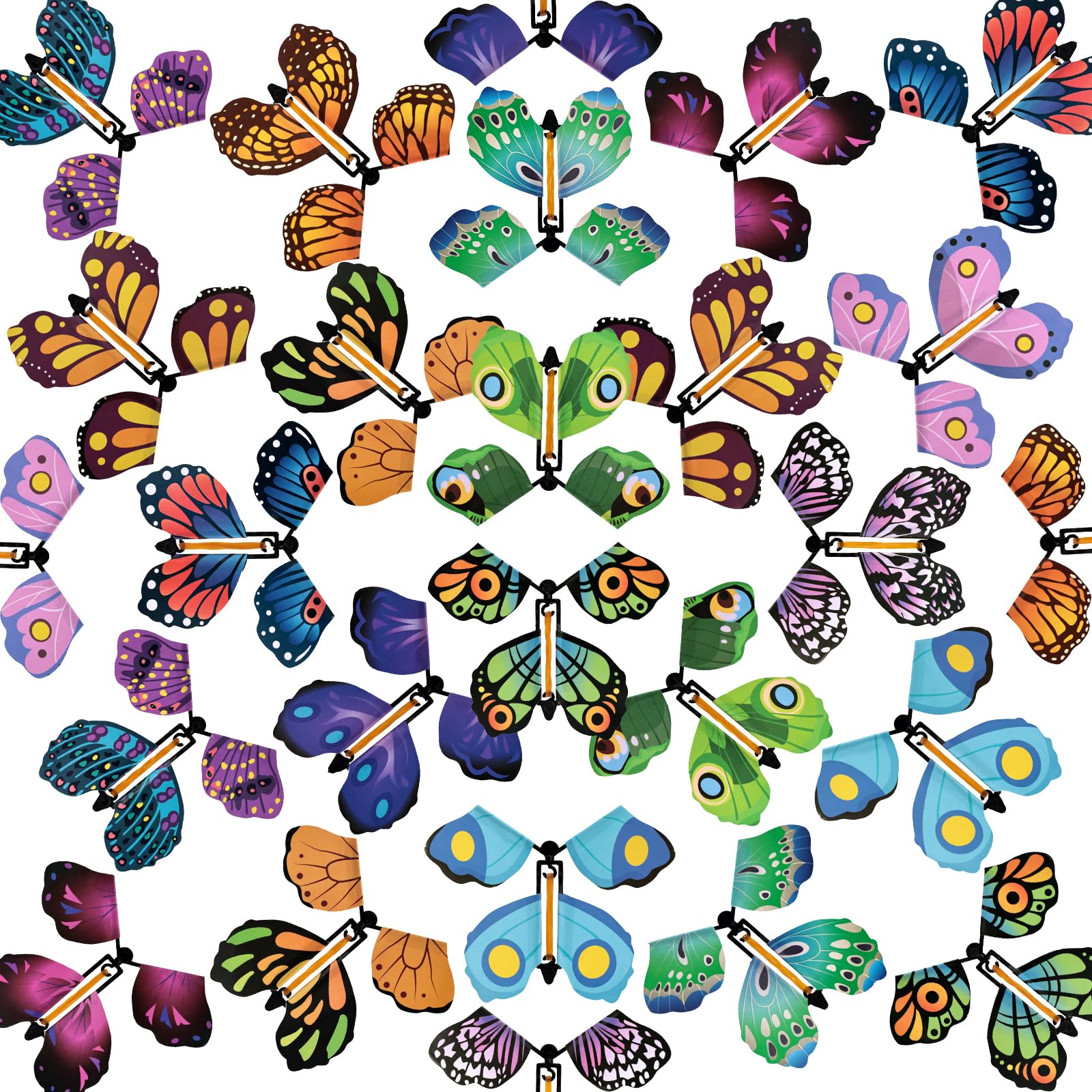 MCPINKY 26pcs magic flying butterflies pack in vibrant colors for playful surprises.