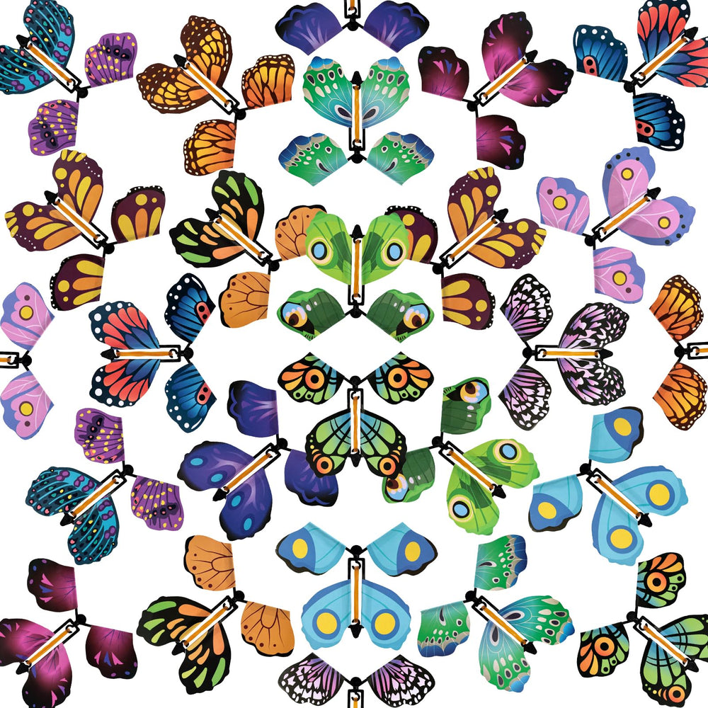 MCPINKY 26pcs magic flying butterflies pack in vibrant colors for playful surprises.