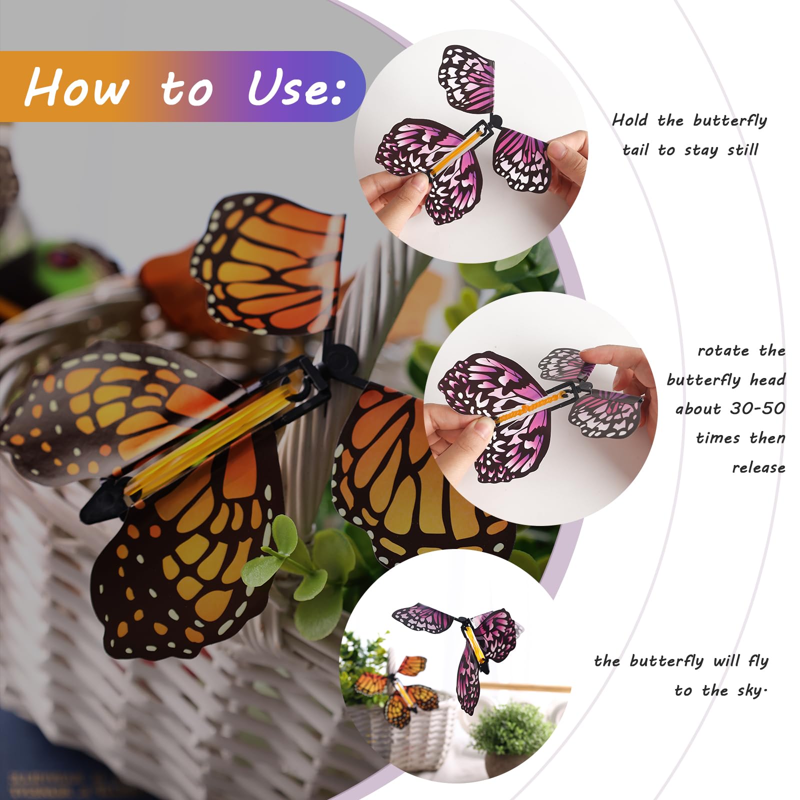 MCPINKY wind-up action illustrates quick, engaging butterfly flight.