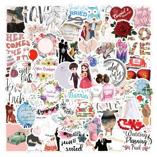 Mcxywmsp wedding stickers 60pcs for scrapbooks with durable waterproof coating