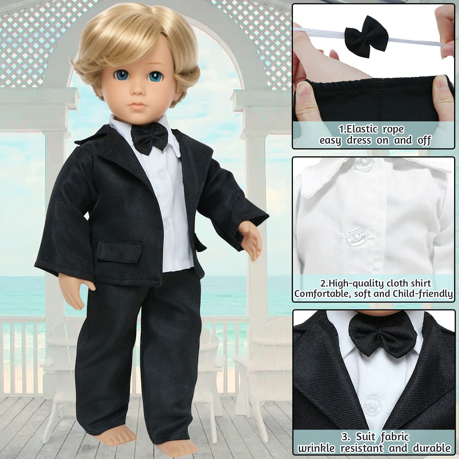 MCZQXW 18-inch doll groom suit jacket for stylish dress-up time.