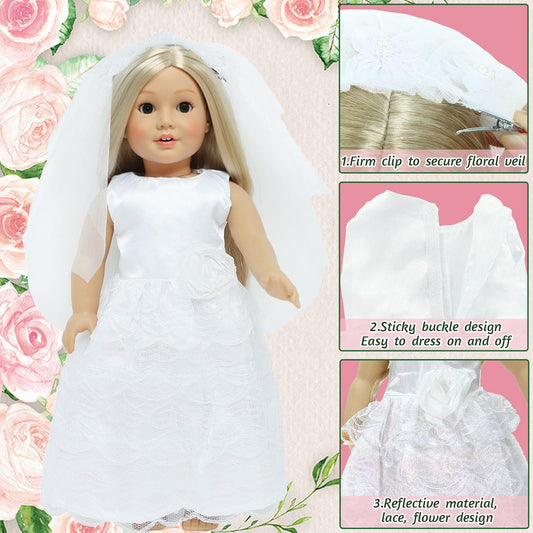 MCZQXW 18-inch doll wedding veil adds delicate detail to pretend ceremonies.