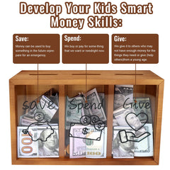 Mczxon kids allowance deposit slot supports easy coin and folded bill deposits.