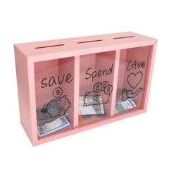 Mczxon Spend Save Give piggy bank with three compartments for budgeting