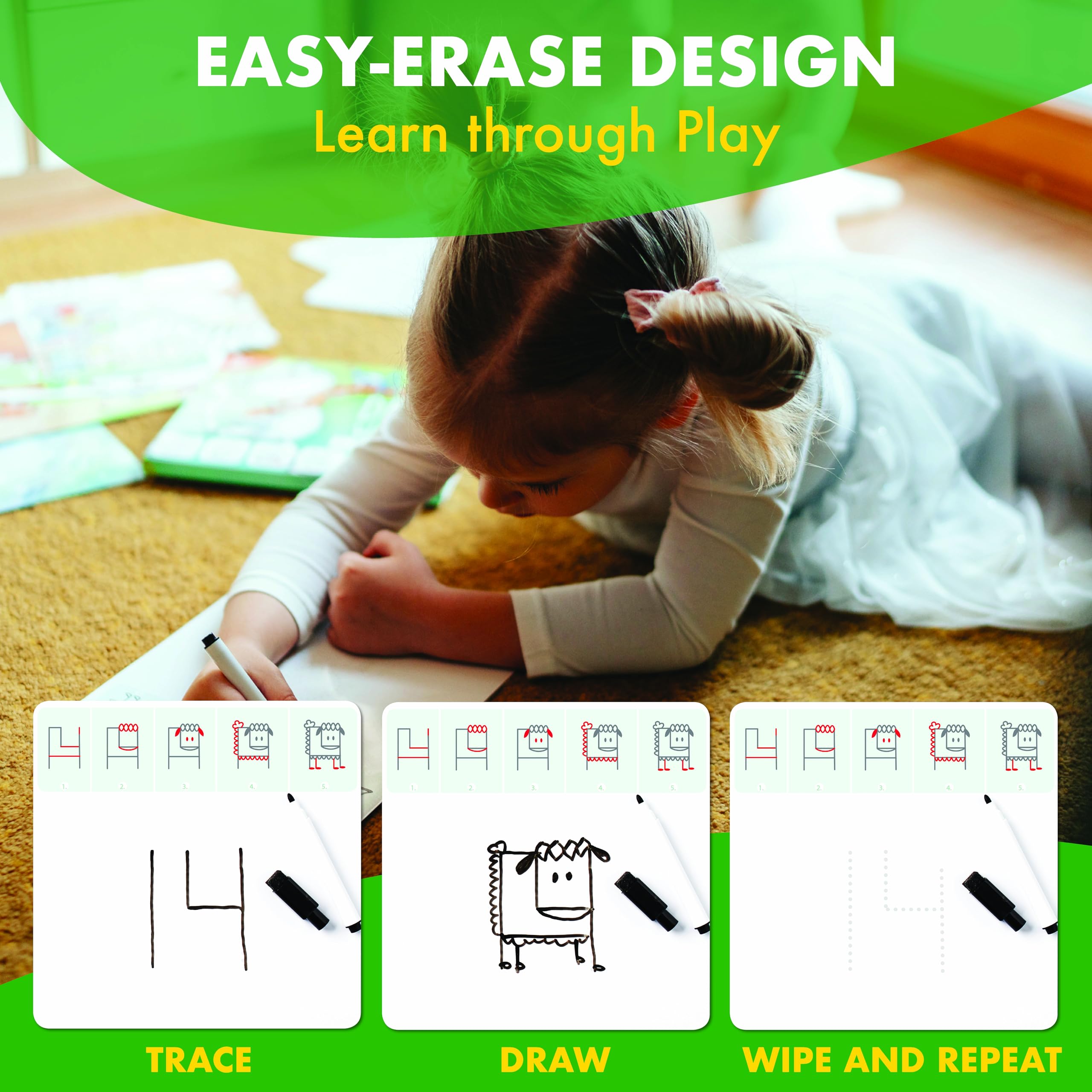 MD CREATIVE two-sided cards enable tracing and drawing for early numeracy