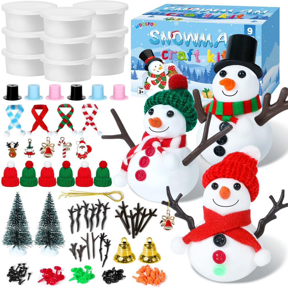 MDCGFOD Snowman Crafts nine-pack contents shown for play and creativity.