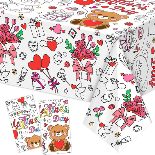 MDCGFOD valentine tablecloth poster 54x108 for classroom coloring and mess-free crafts